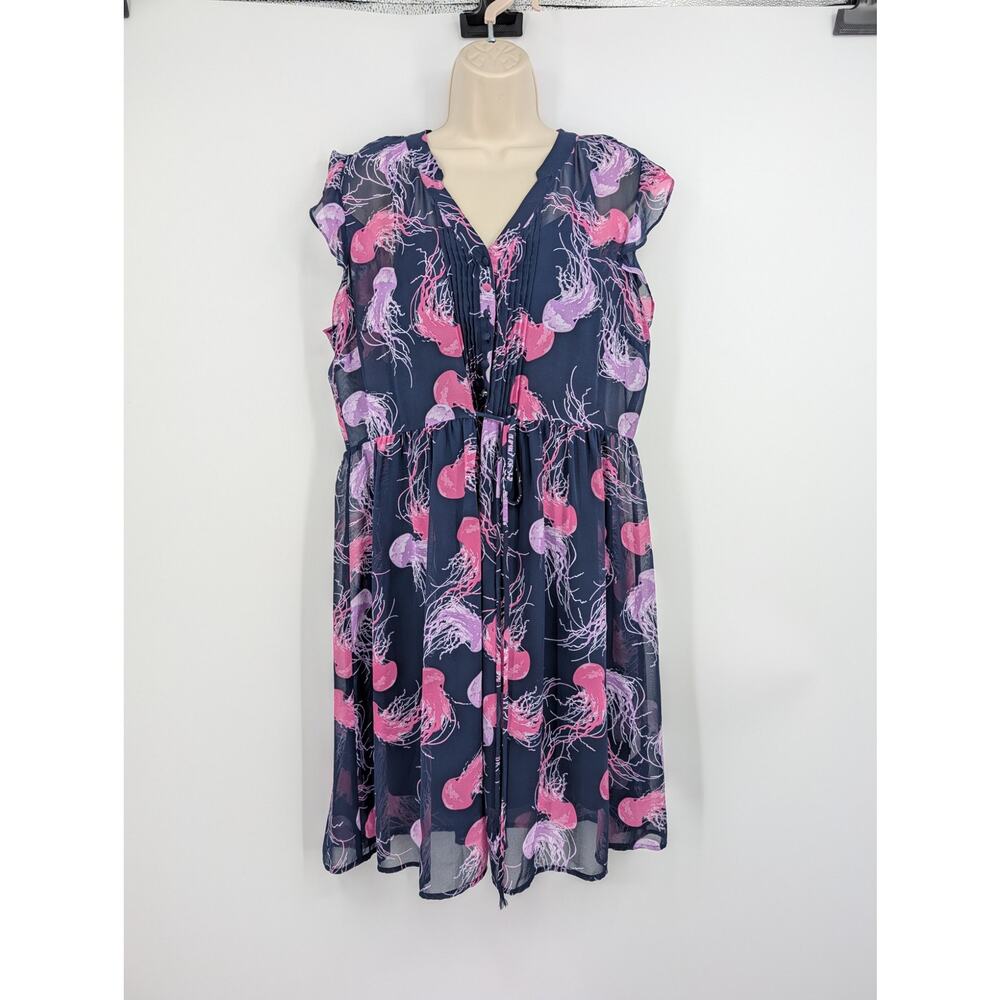 ModCloth Large Lined Jellyfish Midi Dress Career Office Work Art To Wear Quirky